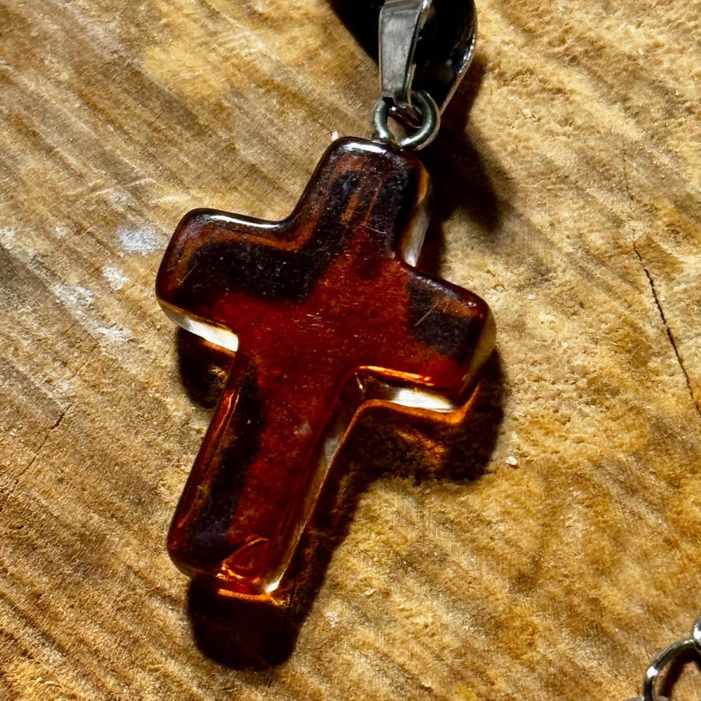 Amber Cross Pendant‎ Necklace